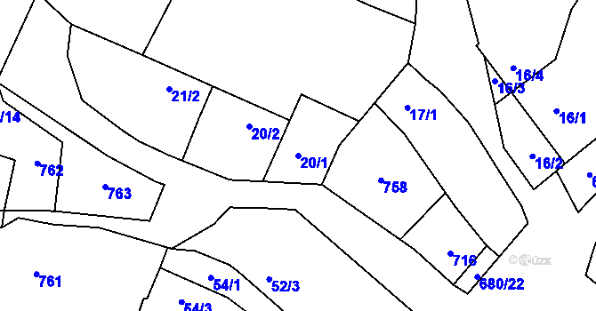 Parcela st. 20/1 v KÚ Lipník u Hrotovic, Katastrální mapa