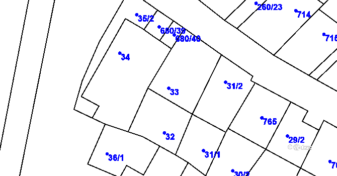 Parcela st. 33 v KÚ Lipník u Hrotovic, Katastrální mapa