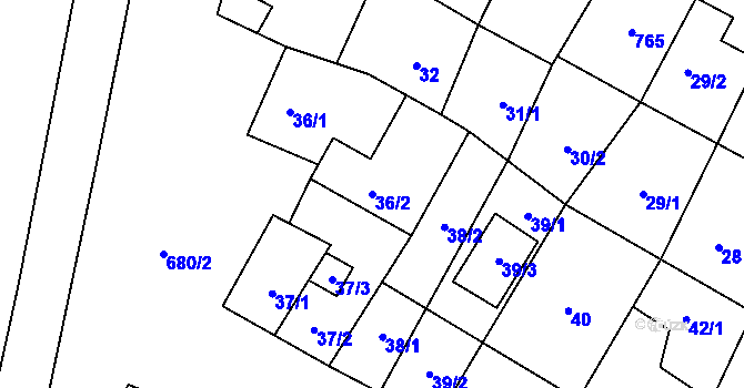 Parcela st. 36/2 v KÚ Lipník u Hrotovic, Katastrální mapa