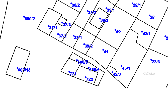 Parcela st. 39/2 v KÚ Lipník u Hrotovic, Katastrální mapa