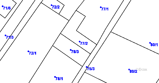 Parcela st. 77/2 v KÚ Lipník u Hrotovic, Katastrální mapa