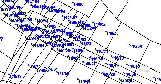 Parcela st. 116/3 v KÚ Lipník u Hrotovic, Katastrální mapa