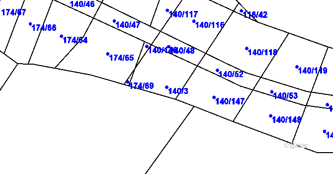 Parcela st. 140/3 v KÚ Lipník u Hrotovic, Katastrální mapa