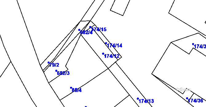 Parcela st. 174/12 v KÚ Lipník u Hrotovic, Katastrální mapa