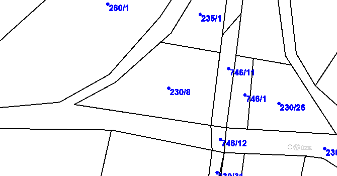 Parcela st. 230/8 v KÚ Lipník u Hrotovic, Katastrální mapa