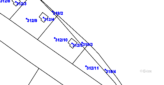 Parcela st. 318/3 v KÚ Lipník u Hrotovic, Katastrální mapa