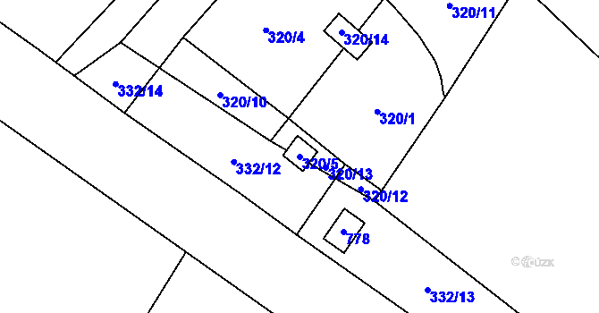 Parcela st. 320/5 v KÚ Lipník u Hrotovic, Katastrální mapa