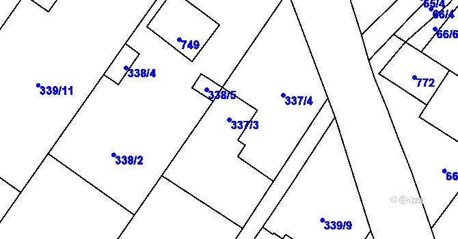 Parcela st. 337/3 v KÚ Lipník u Hrotovic, Katastrální mapa