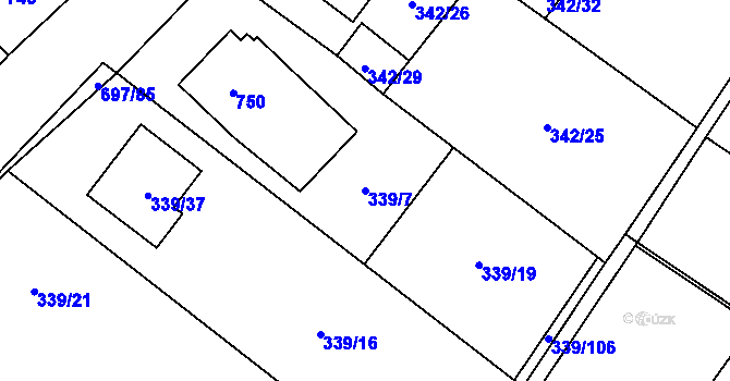 Parcela st. 339/7 v KÚ Lipník u Hrotovic, Katastrální mapa