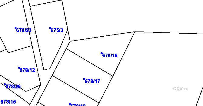 Parcela st. 678/16 v KÚ Lipník u Hrotovic, Katastrální mapa