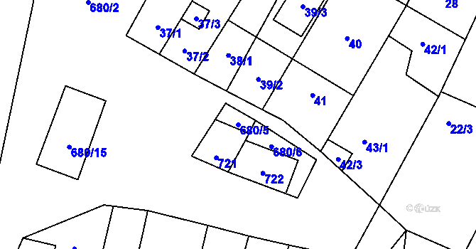 Parcela st. 680/5 v KÚ Lipník u Hrotovic, Katastrální mapa