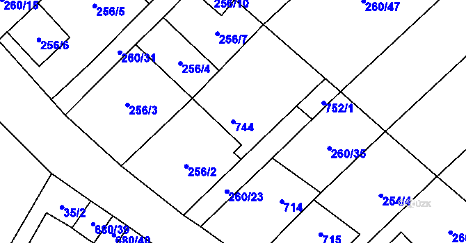Parcela st. 744 v KÚ Lipník u Hrotovic, Katastrální mapa