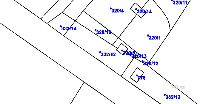 Parcela st. 332/12 v KÚ Lipník u Hrotovic, Katastrální mapa