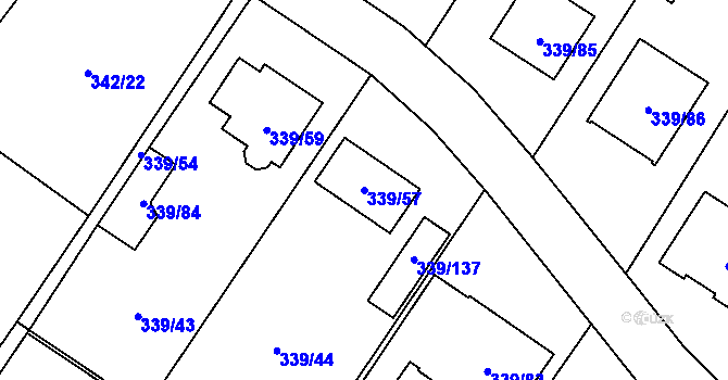 Parcela st. 339/57 v KÚ Lipník u Hrotovic, Katastrální mapa