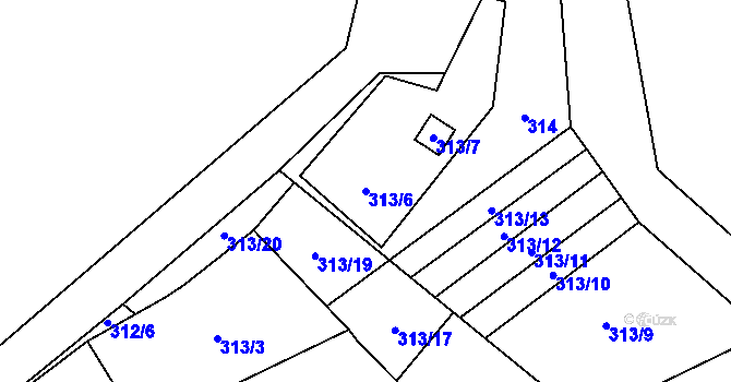 Parcela st. 313/6 v KÚ Lipník u Hrotovic, Katastrální mapa
