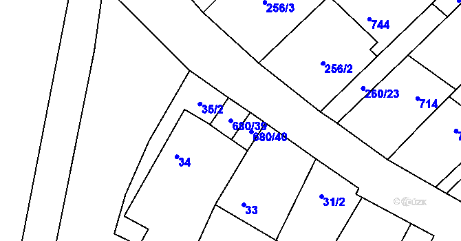 Parcela st. 680/39 v KÚ Lipník u Hrotovic, Katastrální mapa