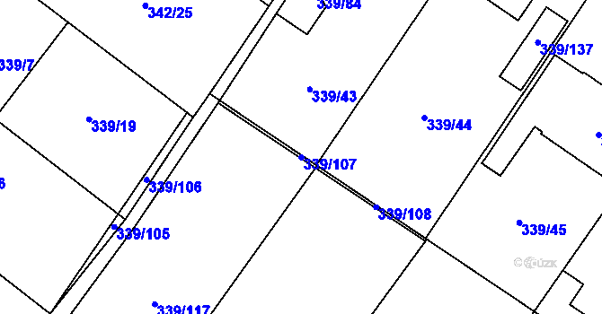 Parcela st. 339/107 v KÚ Lipník u Hrotovic, Katastrální mapa
