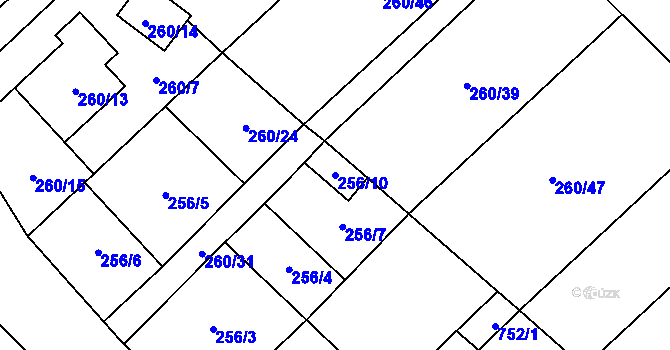 Parcela st. 256/10 v KÚ Lipník u Hrotovic, Katastrální mapa