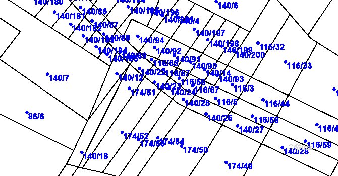 Parcela st. 140/24 v KÚ Lipník u Hrotovic, Katastrální mapa