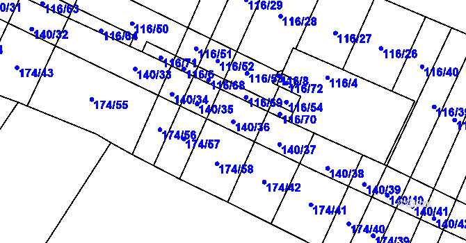 Parcela st. 140/36 v KÚ Lipník u Hrotovic, Katastrální mapa