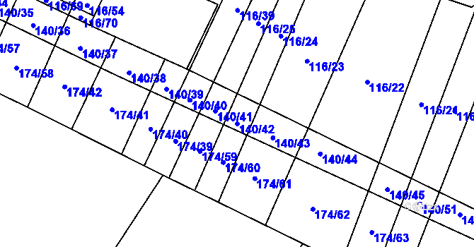 Parcela st. 140/42 v KÚ Lipník u Hrotovic, Katastrální mapa