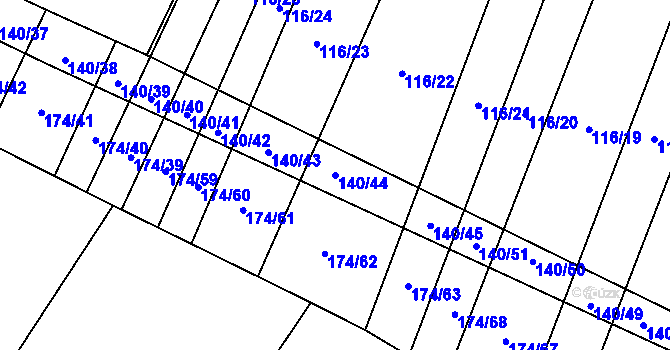 Parcela st. 140/44 v KÚ Lipník u Hrotovic, Katastrální mapa