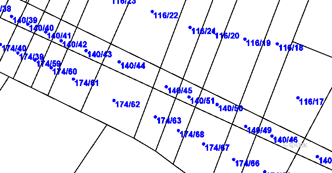Parcela st. 140/45 v KÚ Lipník u Hrotovic, Katastrální mapa