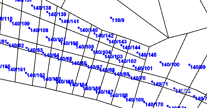 Parcela st. 140/103 v KÚ Lipník u Hrotovic, Katastrální mapa