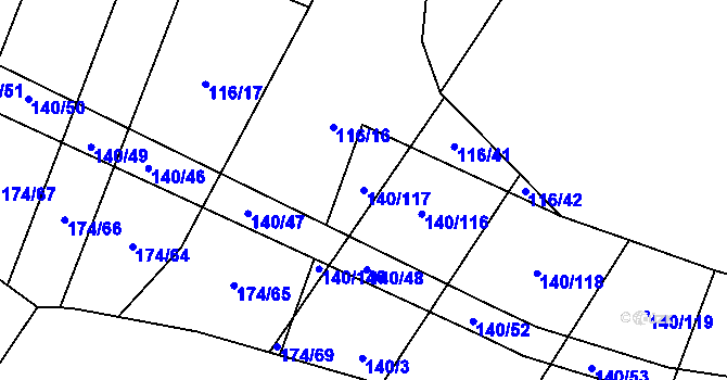 Parcela st. 140/117 v KÚ Lipník u Hrotovic, Katastrální mapa
