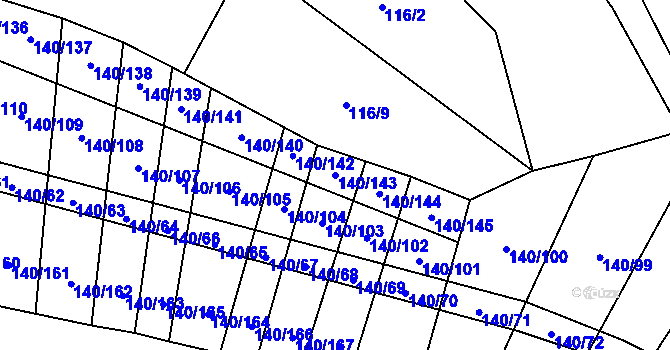Parcela st. 140/143 v KÚ Lipník u Hrotovic, Katastrální mapa