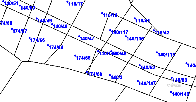 Parcela st. 140/146 v KÚ Lipník u Hrotovic, Katastrální mapa