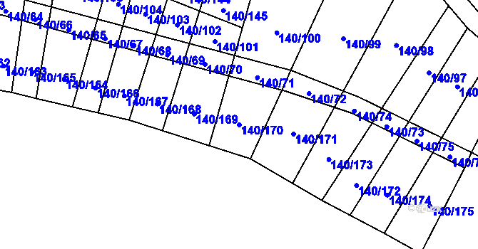 Parcela st. 140/170 v KÚ Lipník u Hrotovic, Katastrální mapa