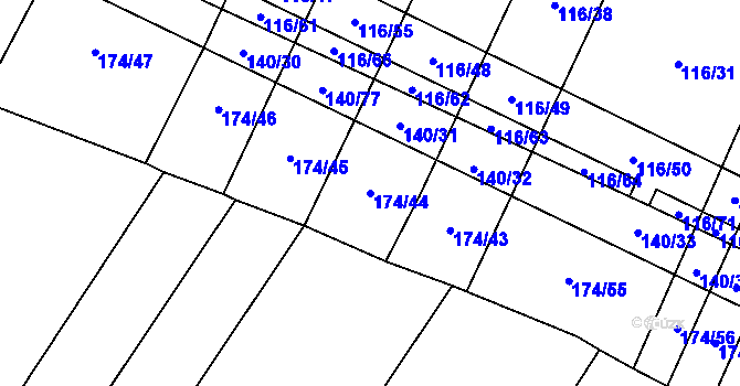 Parcela st. 174/44 v KÚ Lipník u Hrotovic, Katastrální mapa
