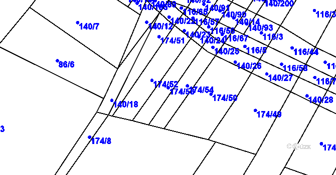 Parcela st. 174/53 v KÚ Lipník u Hrotovic, Katastrální mapa