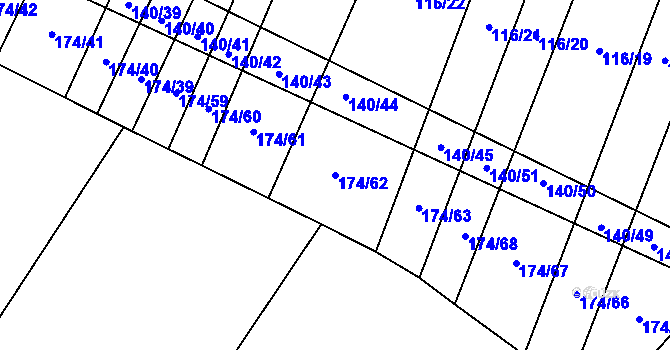 Parcela st. 174/62 v KÚ Lipník u Hrotovic, Katastrální mapa