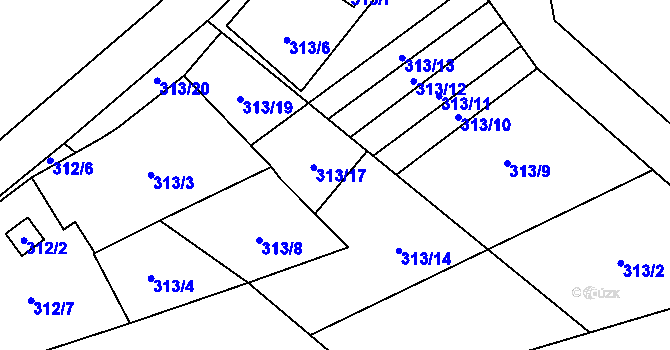 Parcela st. 313/16 v KÚ Lipník u Hrotovic, Katastrální mapa