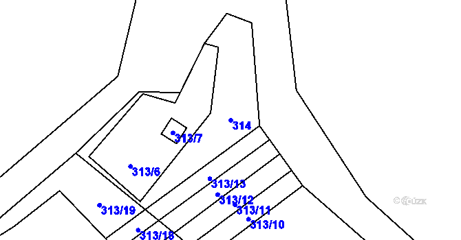 Parcela st. 314 v KÚ Lipník u Hrotovic, Katastrální mapa