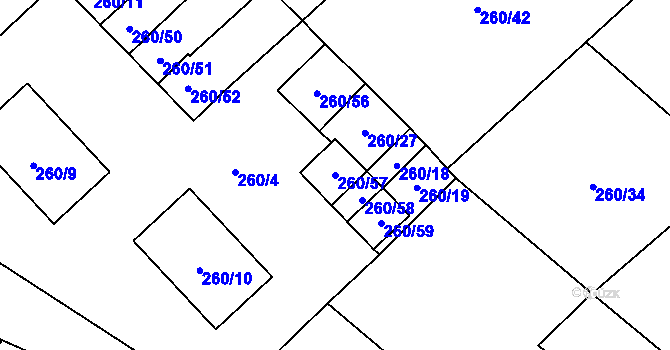 Parcela st. 260/57 v KÚ Lipník u Hrotovic, Katastrální mapa