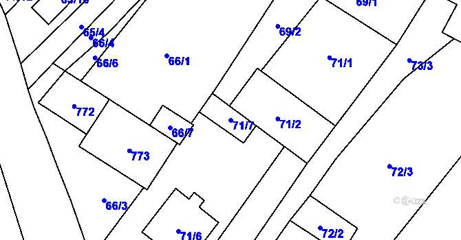 Parcela st. 71/7 v KÚ Lipník u Hrotovic, Katastrální mapa