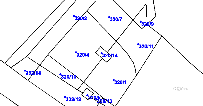 Parcela st. 320/14 v KÚ Lipník u Hrotovic, Katastrální mapa