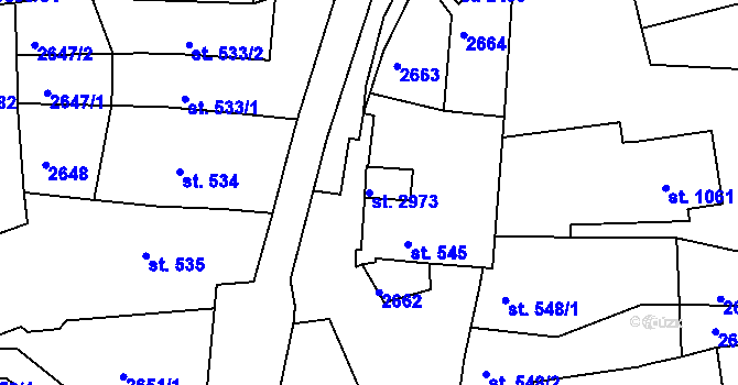 Parcela st. 2973 v KÚ Lipník nad Bečvou, Katastrální mapa