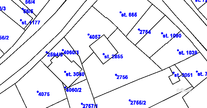 Parcela st. 2855 v KÚ Lipník nad Bečvou, Katastrální mapa