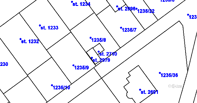 Parcela st. 2710 v KÚ Lipník nad Bečvou, Katastrální mapa