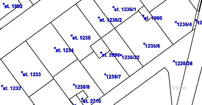 Parcela st. 2996 v KÚ Lipník nad Bečvou, Katastrální mapa