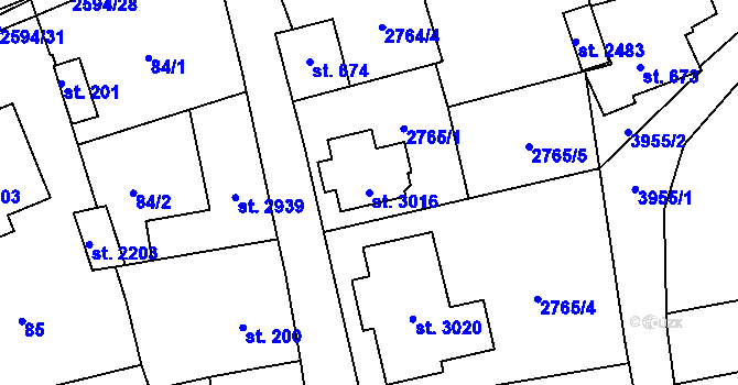 Parcela st. 3016 v KÚ Lipník nad Bečvou, Katastrální mapa