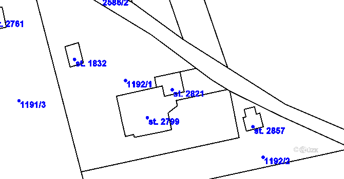 Parcela st. 2821 v KÚ Lipník nad Bečvou, Katastrální mapa