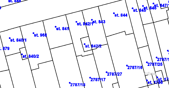 Parcela st. 842/2 v KÚ Lipník nad Bečvou, Katastrální mapa