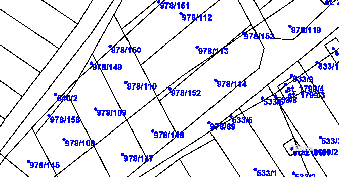 Parcela st. 978/152 v KÚ Lipník nad Bečvou, Katastrální mapa