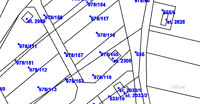 Parcela st. 978/155 v KÚ Lipník nad Bečvou, Katastrální mapa