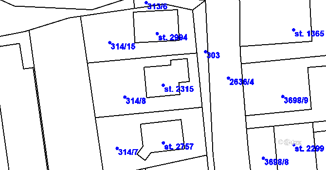 Parcela st. 2315 v KÚ Lipník nad Bečvou, Katastrální mapa